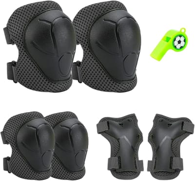 Kinder Beschermingsset - Skate Beschermers - Veilig Sporten - Compleet en Verstelbaar - 6 stuks - Zwart