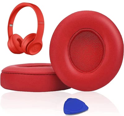 Vervangende oorkussens Geschikt voor Beats Solo 2 en Solo 3 draadloze on-ear hoofdtelefoons, Solo2 Solo3 oorkussens in zacht proteïneleer met extra dikte - Rood