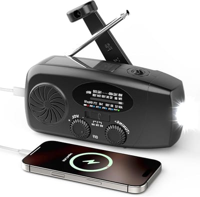 Noodradio - Zonne-radio - Outdoor Avonturen - Met Zaklamp - 14.5 cm - Zwart