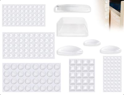 Dailygoods- Elastische Pads 202 Stuks - Transparante Stoppads - Zelfklevende Bevestigingsdempers - Schokabsorptie - Ruisonderdrukking - 5 Maten - Dempers