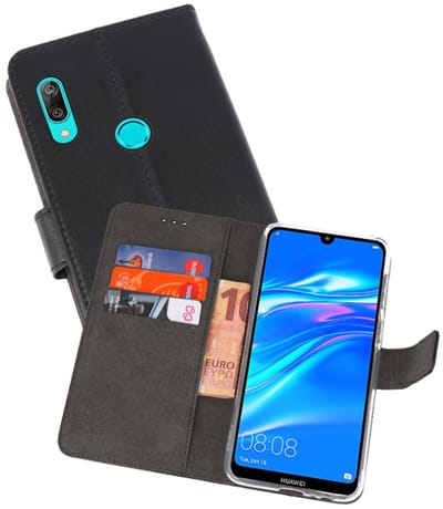 Booktype Telefoonhoesjes - Bookcase Hoesje - Wallet Case - Geschikt voor Huawei Y7 / Y7 Prime (2019) - Zwart