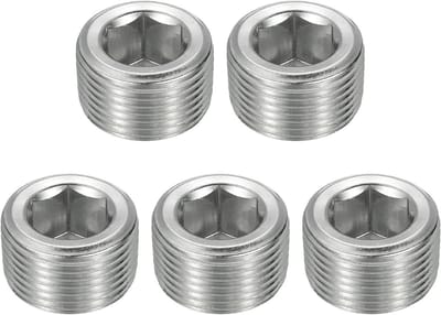 Schroefdraadbus Buisstops - Pijpafsluiters - Leidingen Afsluiten - Roestvrij Staal - NPT 3/4 Inch - Zilver