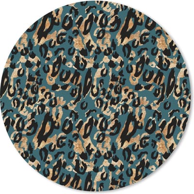 Muismat rond 20x20 cm - Mousepad Dierenprint - Panterprint - Turquoise - Ronde muismatten