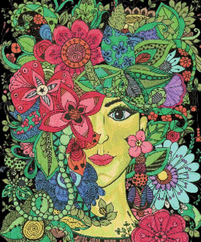 MyHobby Borduurpakket – Mandala vrouw 50×60 cm - Aida borduurstof 5,5 kruisjes/cm (14 count) - Telpatroon - Borduurgaren - Borduurnaald - Handleiding - Voor Beginners & Gevorderden - Complete borduurset