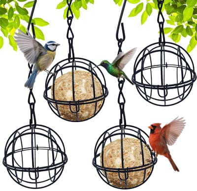 Dailygoods- Voederschaal voor vogels - Voederstation - Op te hangen - Voor terras/balkon/tuin - Set van 4 stuks - Duurzaam materiaal - Voederbak