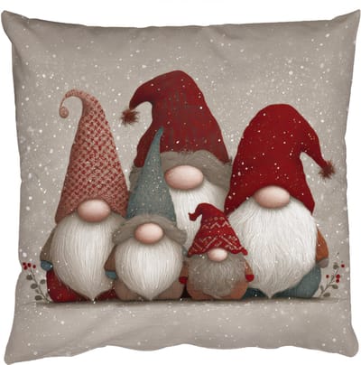 Sierkussens - Kussentjes Woonkamer - 50x50 cm - Kabouters - Kerst - Sneeuw - Puntmutsen