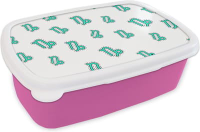 Broodtrommel Roze - Lunchbox - Brooddoos - Steenbok - Design - Astrologie - 18x12x6 cm - Kinderen - Meisje