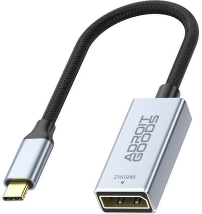 USB-C naar DisplayPort 1.4 Kabel adapter 8K 60Hz – Ultra HD Gaming & Werk - Nylon gevlochten & Aluminium Behuizing