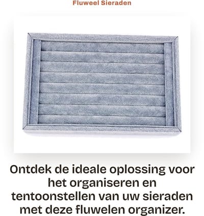 Dailygoods- Oorbellenhouder Fluweel - Sieraden Organizer - Oorbellen Display - Ring Compartimenten - 8 Sleuven - 23 cm x 15 cm - Sieradenorganizer