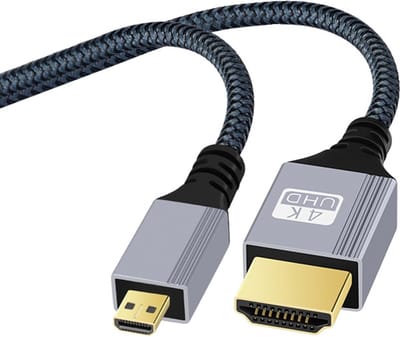 Premium HDMI Male naar Micro HDMI Male kabel adapter - 4K 120Hz - voor o.a. monitor en laptop - 30CM - grijs