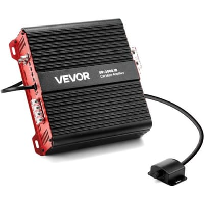 VEVOR Monoblock auto-versterker 3000 W RMS MAX 1/2/4 Ohm, audioversterker (klasse D / 1-kanaals) met afstandsbediening voor subwooferniveau, laagdoorlaatfilter, basversterking en volumeregeling.