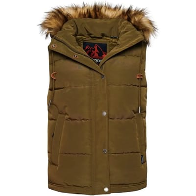 Superdry - Everest pufferbodywarmer van imitatiebont - Dames - Gilets
