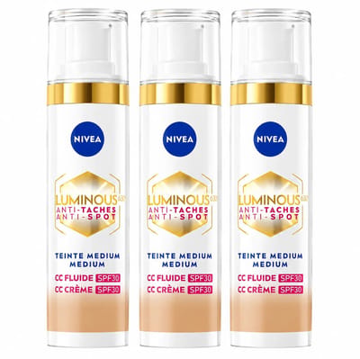 3 x NIVEA - Cellular LUMINOUS630 CC Crème Medium - Gekleurde Dagcrème - Tegen Pigmentvlekken - SPF 30 - 40 ml - Grootverpakking - Gekleurde Dagcrème - Anti-pigmentvlekken - CC Cream - NIVEA Cellular LUMINOUS630 - SPF 30