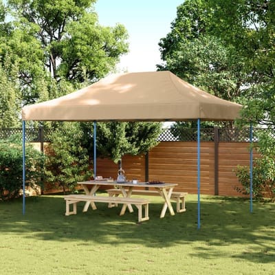 Opvouwbare Partytent - Pop-up Paviljoen - Buitenfeesten Organiseren - Waterdicht Oxford Doek - 440 x 292 cm - Beige