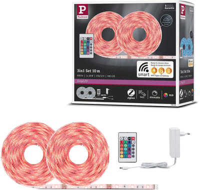 Paulmann SimPLED LED Strip 10 Meter Smart Home Zigbee 3.0 RGB - Plug & Play Set - 26W - 90 lm/m - 30 LEDs/m - Gecoat - Voor Binnen
