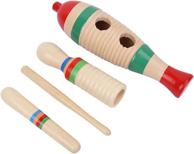 Houten Percussie - Muziek Speelgoed - Muziek Ontwikkeling - Twee Soorten Geluid - 2 Stuks - Houtkleur