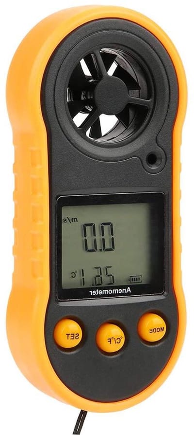 Windsnelheid Meter - Digitale Luchtmeter - Weer Meten - 6-Bladwiel Ontwerp - LCD Achtergrondverlichting - Zwart
