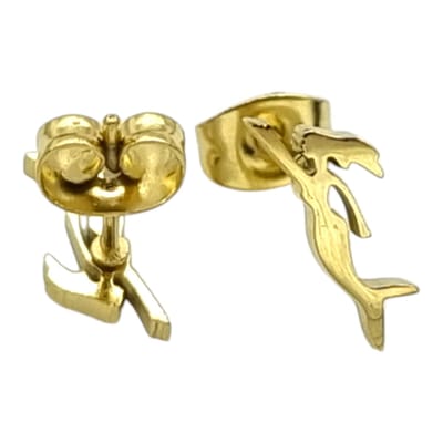 Goudkleurige Zeemeermin Oorbellen - Knopjes 13 x 4 mm - Hypoallergeen Premium Verguld Staal