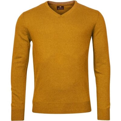 Baileys Trui V-Neck Uni Color Lambswool Oker / male