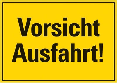 Pickup kunststoff Schild 35x25 cm VORSICHT AUSFAHRT