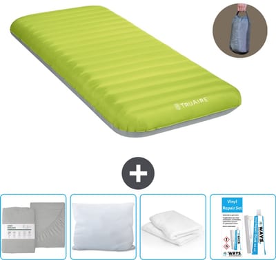 Intex Campingmat - 1-Persoons - 76 x 191 x 17 cm - Groen - Inclusief pomp - Hoeslaken - Kussen - Reparatieset en Kussenbeschermer