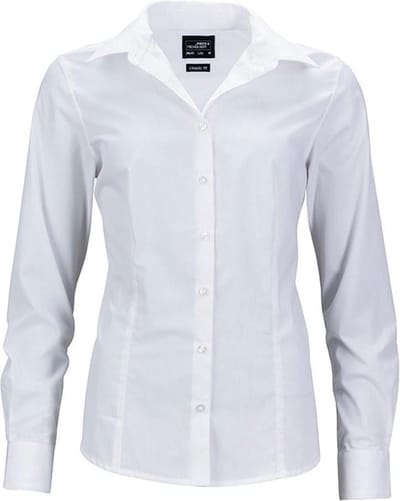 James and Nicholson Dames/dames Longsleeve Business Shirt (Wit)