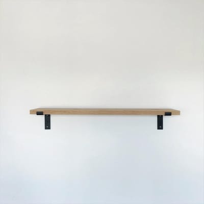 GoudmetHout® Wandplank Industrieel - 120 x 20 cm Muurplank - Eiken Hout - Decoratie Wandrek & Boekenrek - Hangplank Keuken - Wall Shelf + 2 Mat Zwarte Plankdragers van Staal