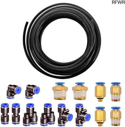 RFWR® Pneumatische PU-slang 10 meter - Flexibele Persluchtslang met 8 Pneumatische Verbindingsstukken
