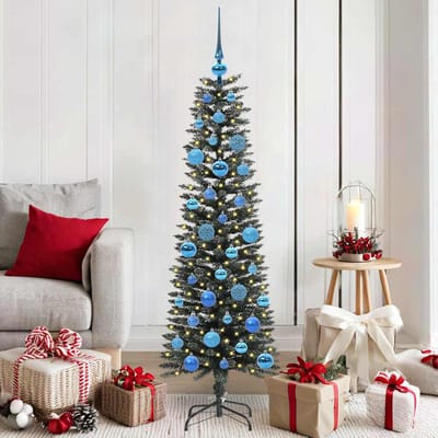 vidaXL - Kunstkerstboom - met - 150 - LED - Groen - 150 - cm - PVC - en - Plastic - en - Staal