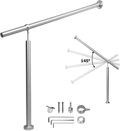 Roestvrijstalen Trapleuning 180 x 90 cm Zilver, Handrail voor Trap en Buitenruimte