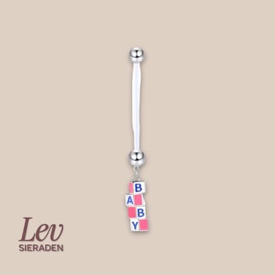 Lev Sieraden - 1.6x38mm zwangerschaps piercing - Baby blokjes - UV acryl piercing - PTFE/Bioplast/Bioflex