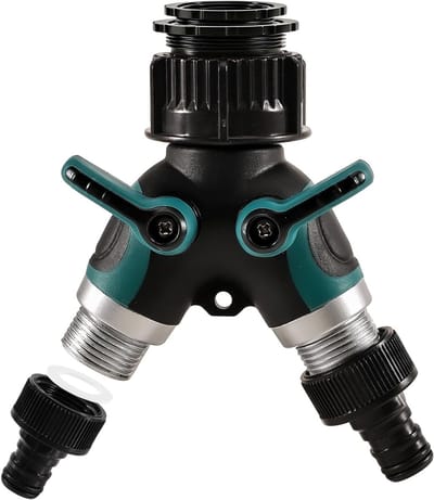 2-Weg Waterverdeler met Afsluitkranen - Y-Stuk Tuinslang Splitter voor Wasmachine, Vaatwasser en Tuin, Geschikt voor 1/2 inch, 3/4 inch en 1 inch Slangen
