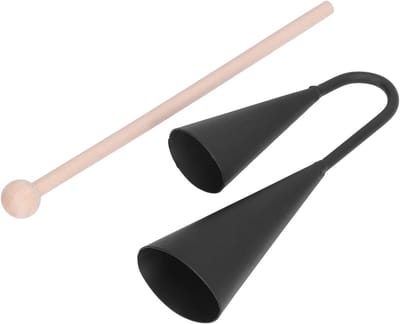 Traditionele Agogo Bell voor Volwassenen en Kinderen, Twee-Tonige Percussie met Houten Stok, Ideaal voor Muzieklessen en Creatieve Activiteiten