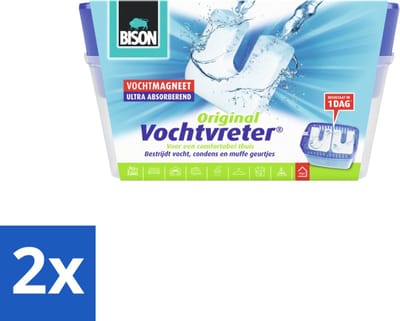 Bison - Original - Vochtvreter - Houder met Vochtmagneet - 900 Gram - Geurloos - Voordeelverpakking - 2 stuks