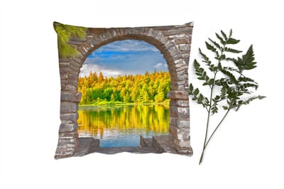 Sierkussens - Kussentjes Woonkamer - 40x40 cm - Bomen - Bos - Water - Doorkijk