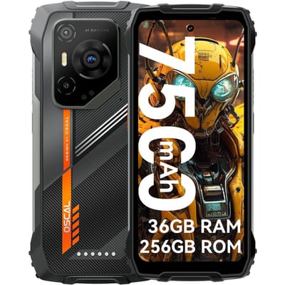 OSCAL PILOT 3 Robuuste Smartphone - 36GB RAM - 256GB ROM - 7500mAh - 6.78 Inch - Android 15 - IP68 Waterdicht -5G Dual SIM - NFC - Zwart