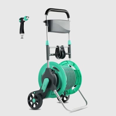 Slanghaspel kar - Mobiele trolley - Gazon bewateren - Met wielen - 30 meter - Grijs