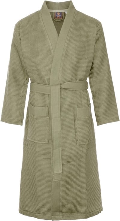 Sauna badjas wafel - biologisch katoen - olijfgroen 3XL - groene unisex badjas - wafel kimono - Oeko-Tex - kimono - wafel badjas dames - wafel badjas heren - maat 3XL