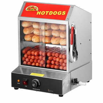 Novari - Elektrische broodjeswarmer - Hotdog machine - Hotdog stoomboot - 34.5x38x51cm - Capaciteit 27L - Dubbel etagesysteem