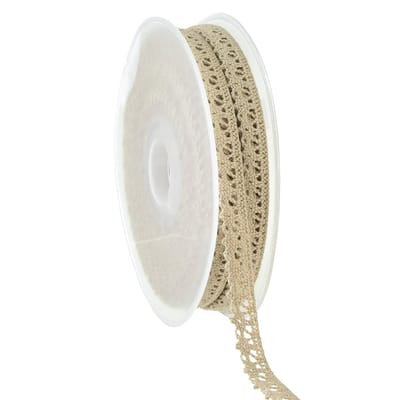 Decoratief lint sieradenlint gehaakt kantlint beige B12mm L20m