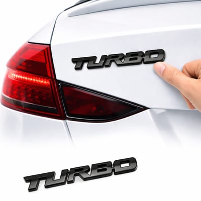 Turbo Auto Embleem Sticker – 3D Metalen Autosticker – Zwart – Duurzaam Zink Alloy – Voor Kofferbak, Bumper & Deuren