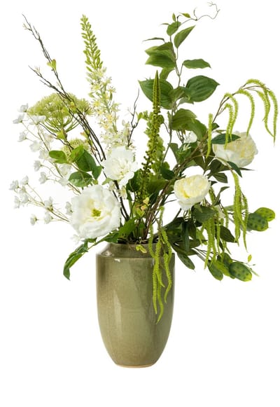 Emerald - Boeket XL Natural Glow - 100cm hoog - Groen - 16 stelen - Kunstboeket - Zijde boeket