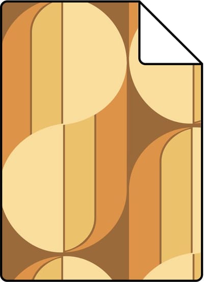 Proefstaal ESTAhome behang retro ornamenten oranje en bruin - 26.5 x 21 cm - 131591-S