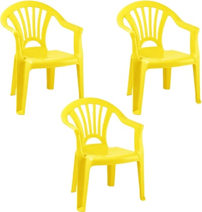 Trendoz Stoeltjes voor kinderen - 3x - geel - 50 cm - voor binnen en buiten - kunststof