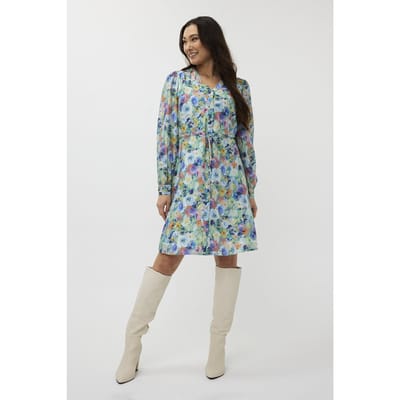 EsQualo Dress Midi Utopia Flower Print Maat: 36 | Blousejurken Outlet | Dames | Blauw