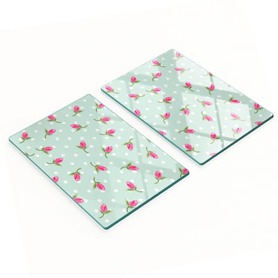 Multifunctionele decoratieve keukenplanken van gehard glas met rozenmotief, 2x40x52 cm