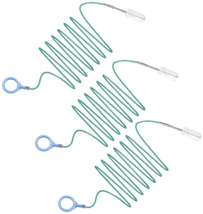 Dailygoods- Reinigingsborstel 2 Meter - Buisborstel - Antislip Grip - Roterende Borstelkop - 3 Stuks - Roestvrij Staal/PVC/Nylon - Afvoerborstel