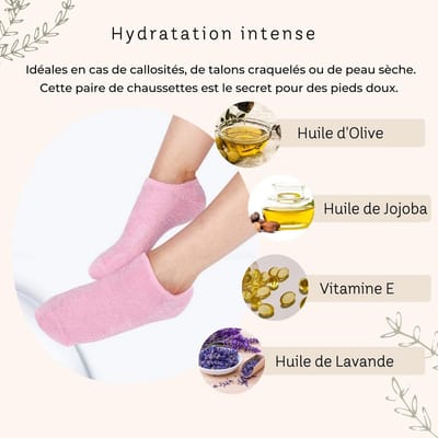 Vochtinbrengende sokken - Gel met jojoba- en olijfolie, vitamine E en lavendel - tegen droge en gebarsten voeten -SPA sokken