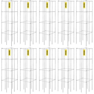 VEVOR Tomatenkooien, 30 x 30 x 117 cm, set van 10 vierkante plantenkooien, robuuste zilveren, met PVC gecoate stalen tomatentorens voor het klimmen van groenten, planten, bloemen en fruit