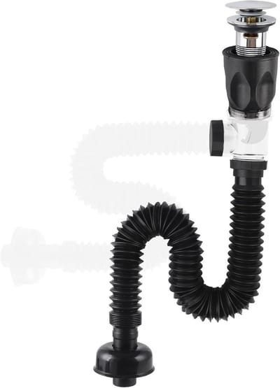 Afvoergootsteenset - Wastafelafvoer - Badkamer Ontluchten - Geurbestendig en Lekvrij - 17-94 cm flexibel - Chroom